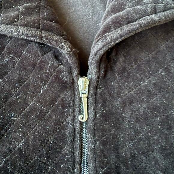 Juicy Couture Vintage Black Quilted Velour Zip Up Jacket Size Petite Y2K USA - Picture 5 of 12